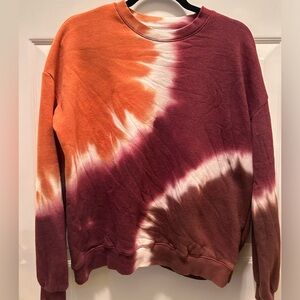 C’est Moi tie dye sweatshirt. Orange and burgundy.